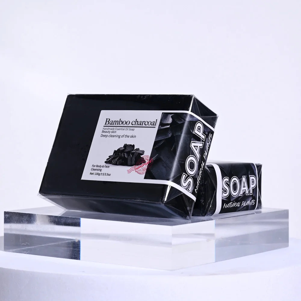 Savon Charbon de Bambou 100g - Naturel Bio Points Noirs Blanchissant Artisanal
