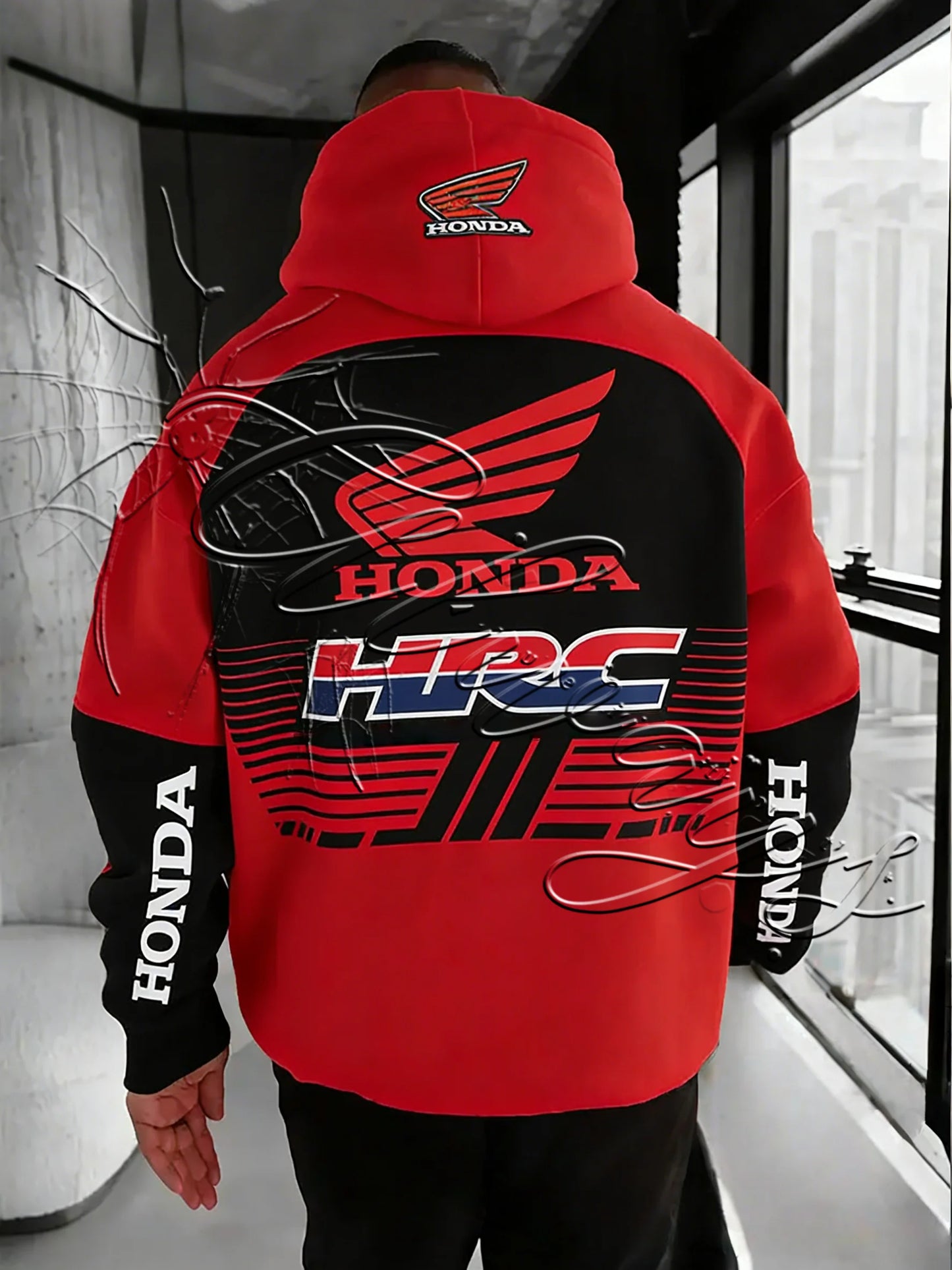 Sweat Capuche Moto Honda Racing 2026 - Homme Off-Road Sport, Impression 3D Loose Fit Chaud Automne Hiver