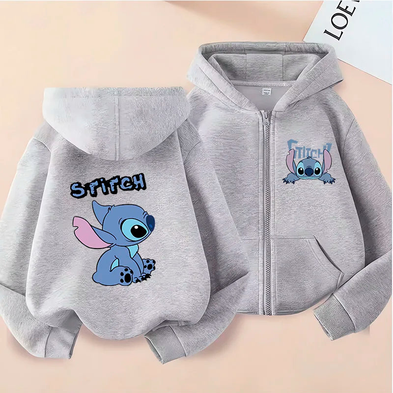 Sweat à Capuche Zippé Enfant Stitch Disney - Veste Hoodie Lilo & Stitch Casual Garçon Fille