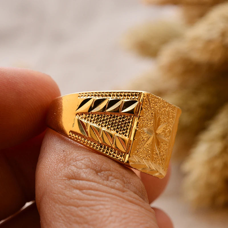 Bague Homme Couleur Or - Style Dubai Moyen-Orient