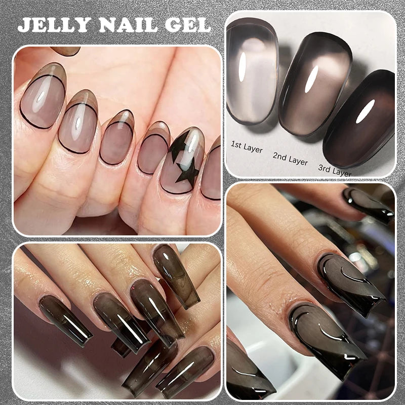 Vernis Gel BORN PRETTY Noir Jelly Nude 10ml - 74 Couleurs Translucide Semi-Permanent UV LED Nail Art DIY Maison