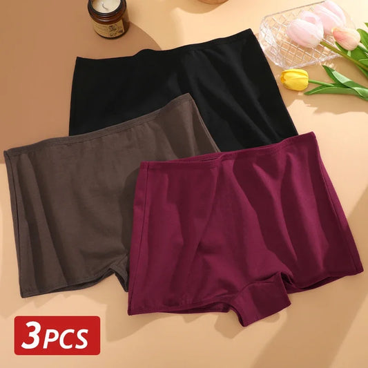 Lot de 3 Culottes Femme Coton - Boxers Taille Basse Seamless Confortables