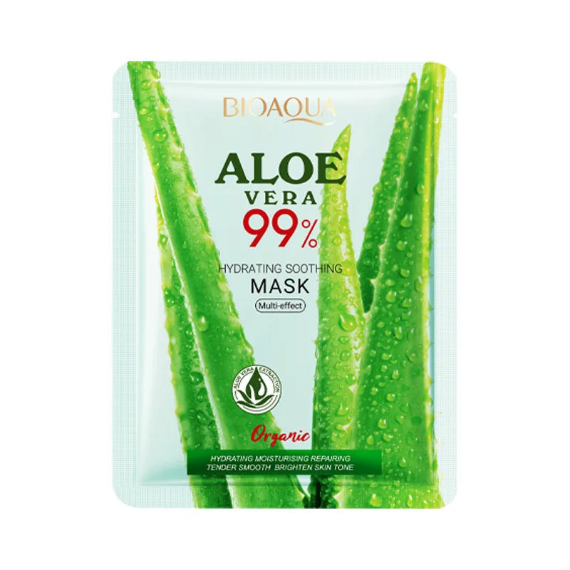 Masque Visage Aloe Vera BIOAOUA Hydratant Apaisant - Soin Peau Tissu Prévention Sécheresse Rugosité Beauté