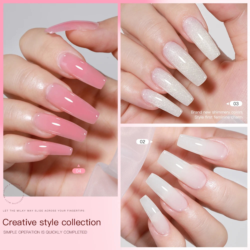 Gel Extension Ongles 15ml Poly Gel Acrylique UV LED Construction Rapide Modèle Cristal Sans Douleur Vernis Colle