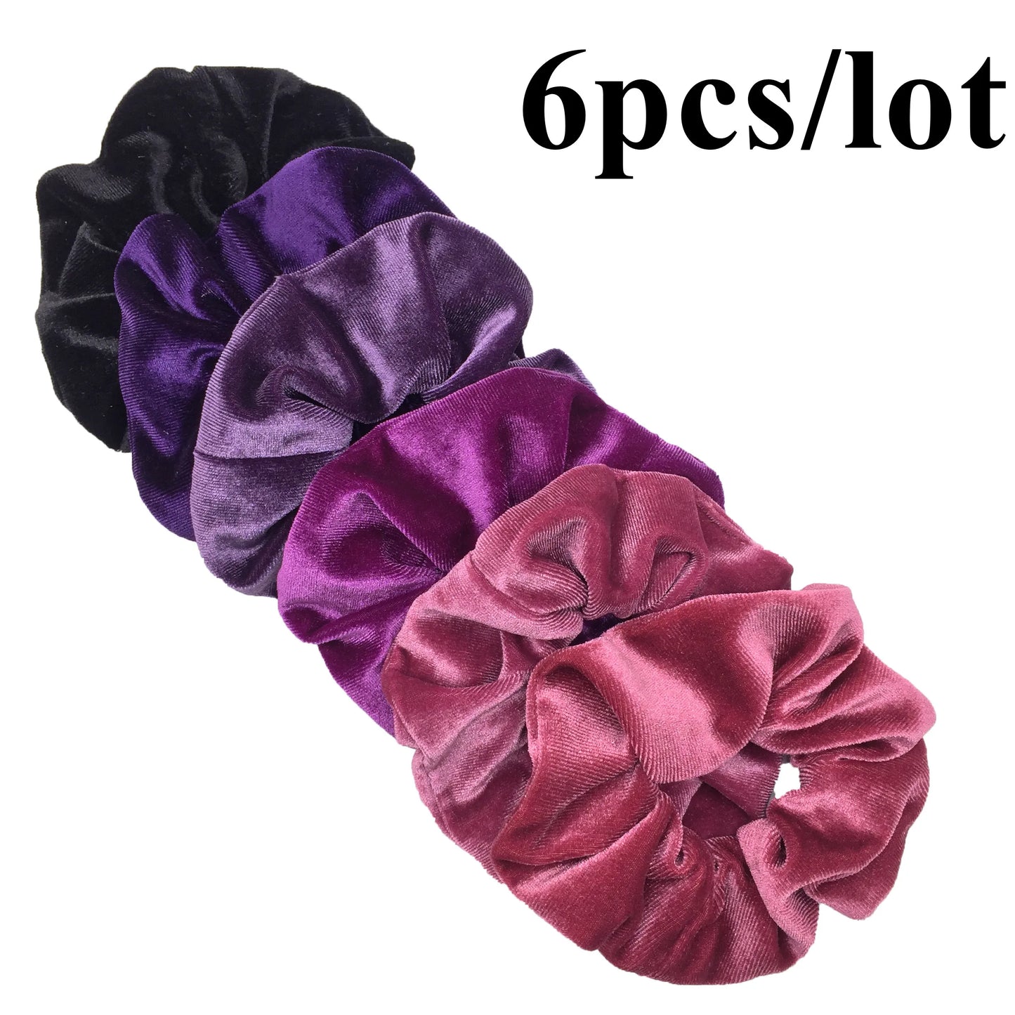 Lot 10/6/1pc Chouchous Cheveux Velours Femme - Élastiques Bandeau Couleur Unie Noir Accessoires Cheveux Doux