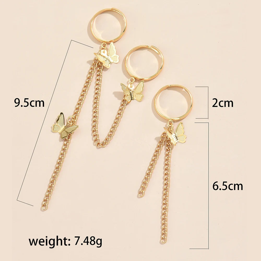 Bracelet Bague Chaîne Papillon Créatif Femme - Bijou Main Connecté Doigt Couple Cadeau