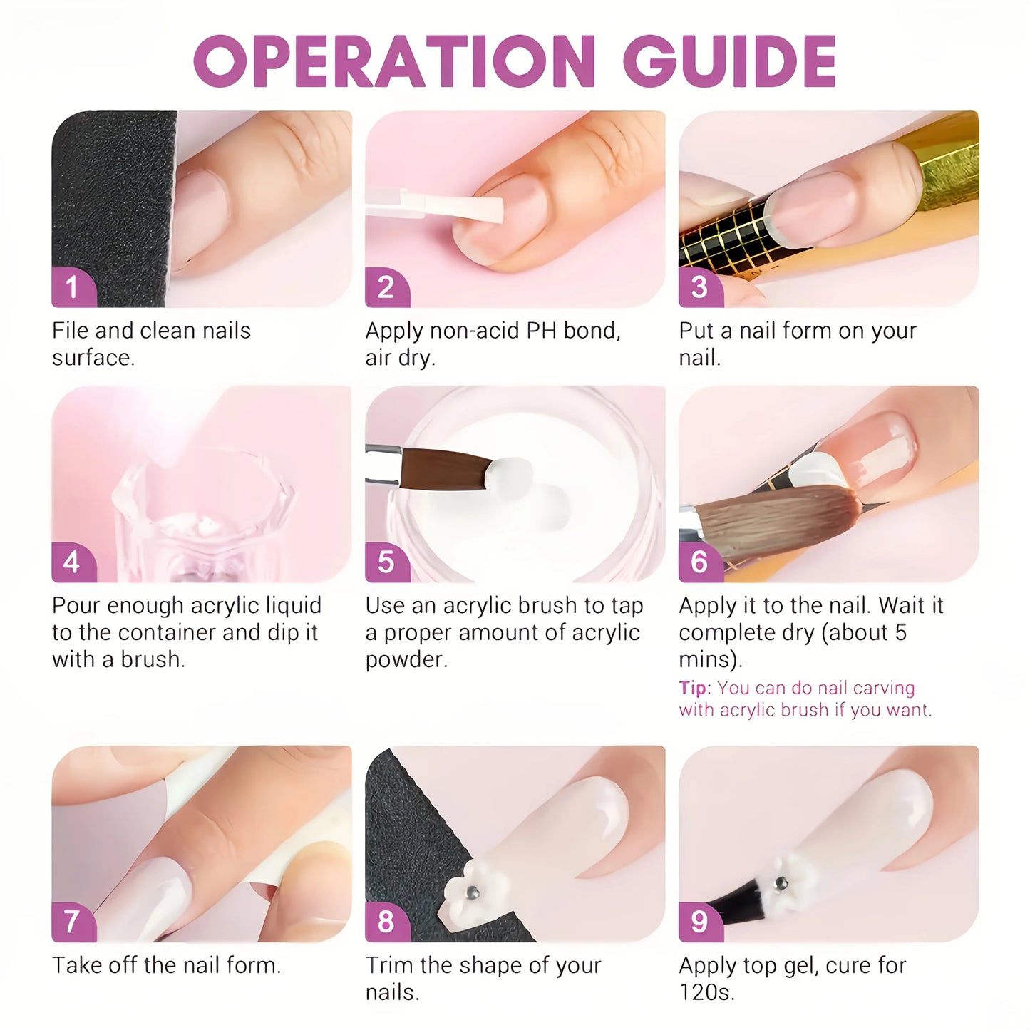 Poudre Acrylique Macaron 10g - Rose Violet Bleu Cristal Résine Ongles Séchage Rapide Vernis Longue Durée Sans Parfum