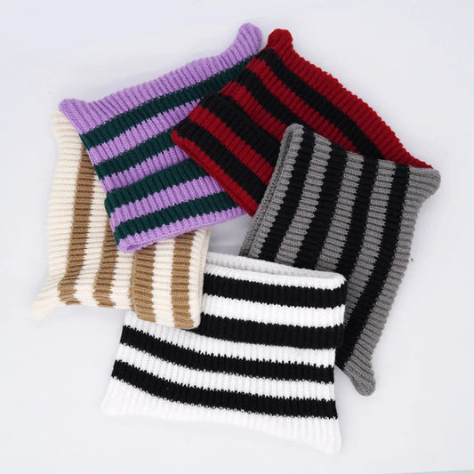 Bonnet Oreilles Chat Étoiles Rayures YK2 - Bonnet Hiver Femme Fille Petit Diable Tricoté Party