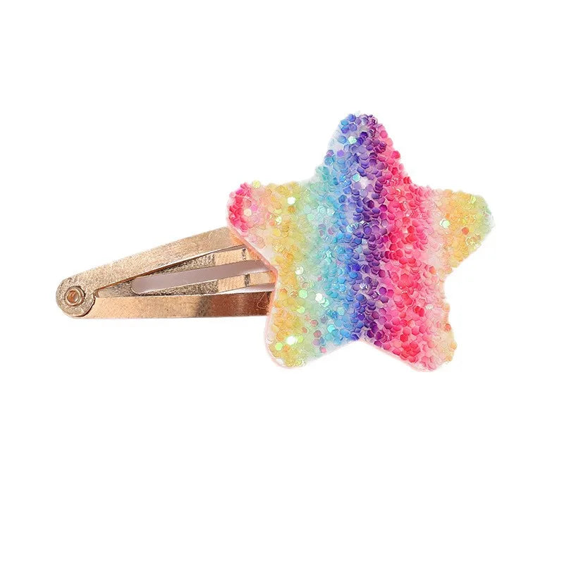 Lot de 16 Barrettes Fille Paillettes - Fleur Arc-en-Ciel Lapin BB Clips Cheveux