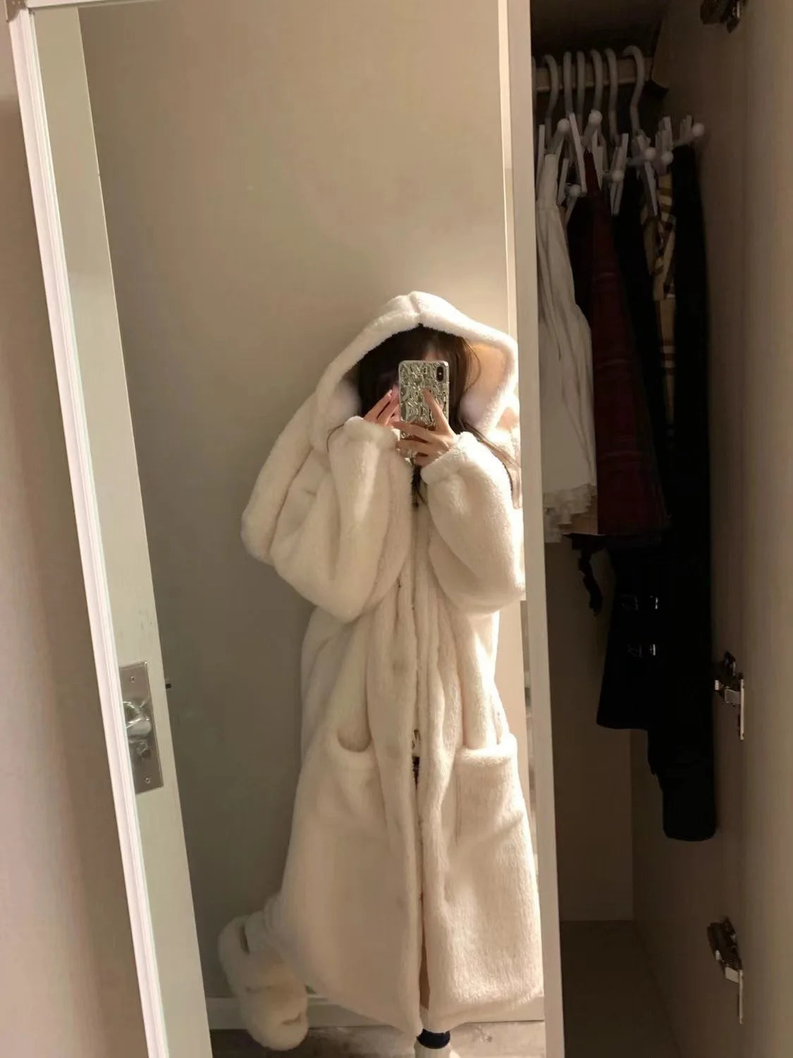 Peignoir Femme Polaire Oreilles de Lapin - Robe de Chambre Douce Automne Hiver - Homewear Cartoon