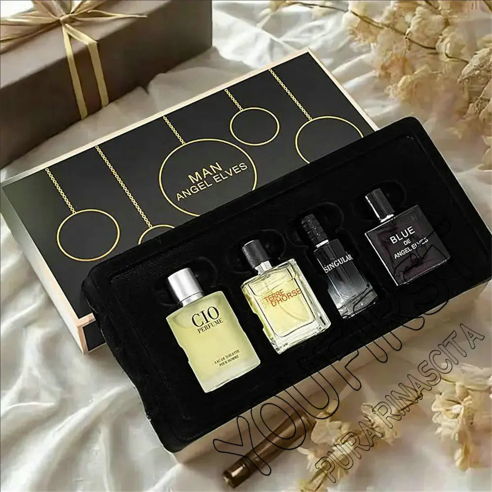 Coffret Parfum Homme Luxe 4x120ml - Eau de Cologne Florale Végétale Masculin Cadeau Élégant