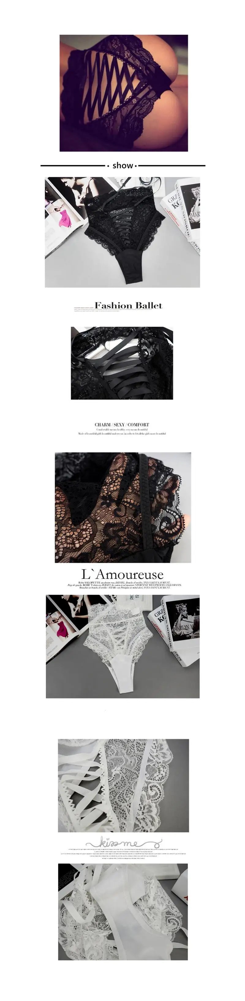 Culotte Femme Sexy Dentelle Brodée - String Taille Haute Croisé Transparent Élégant