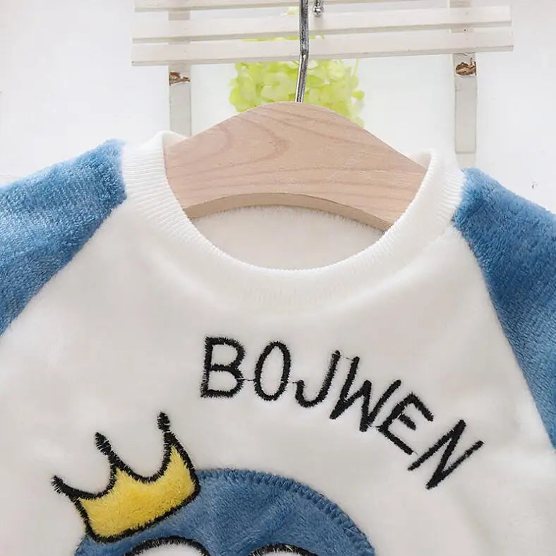 Boys & Girls Coral Fleece Pajama Set - Thick Velvet Winter Sleepwear