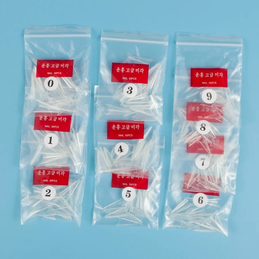 Lot 500 Capsules Ongles Stiletto Courtes XS Faux Ongles Manucure Nail Art Design 10 Tailles Acrylique Capsule