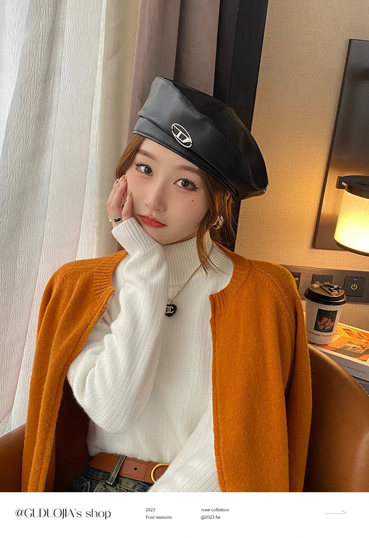 Pull Col Roulé Femme Hiver 2025 - Doublure Velours Épais Thermique Rétro