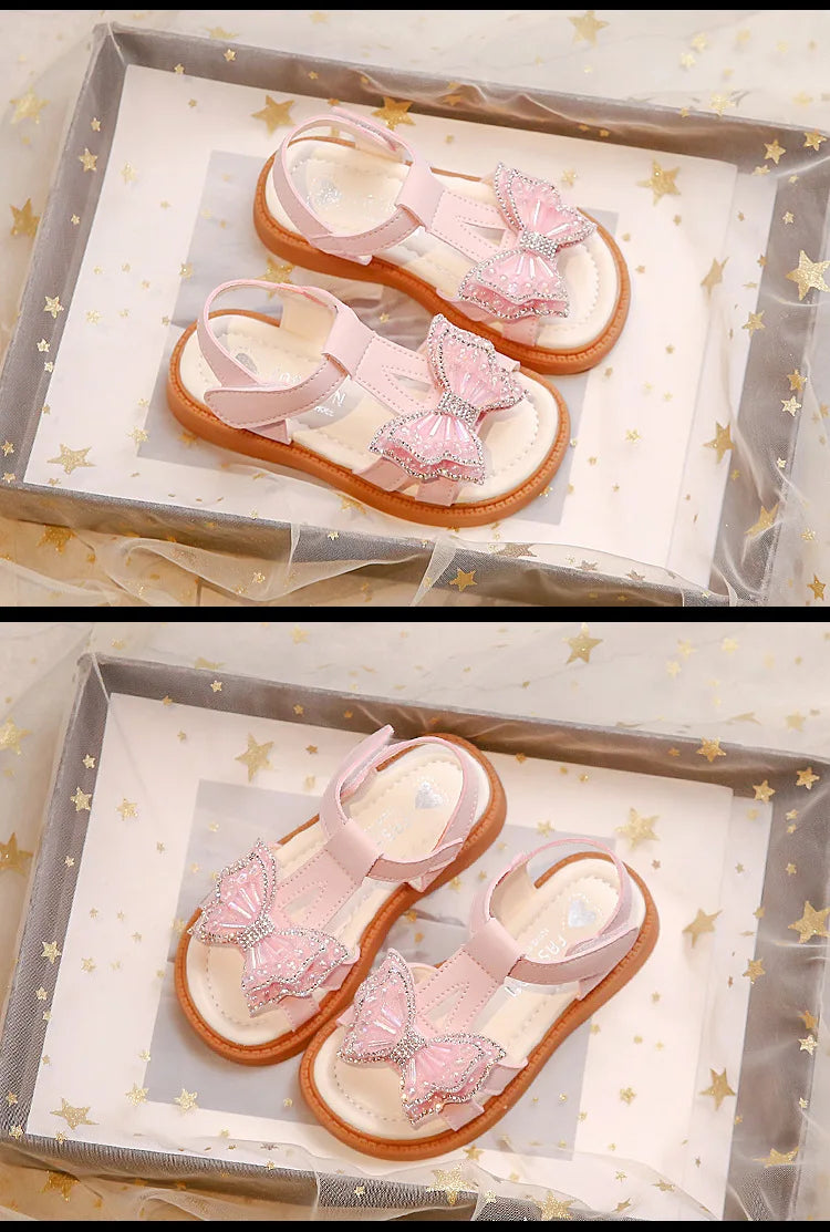 Sandales Fille Été Papillon - Chaussures Princesse Semelle Souple Bout Ouvert Mode Polyvalente