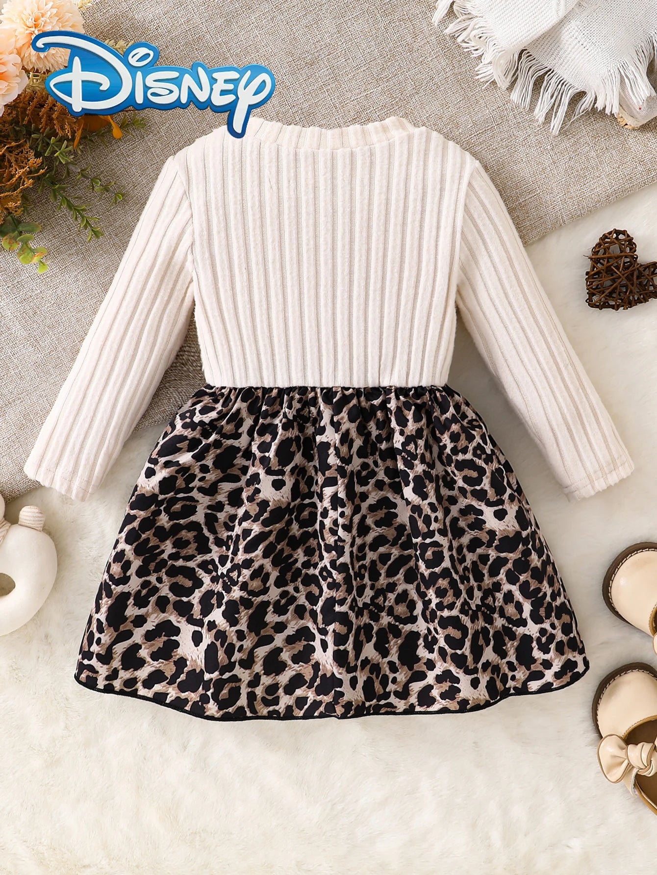 Robe Fille Minnie Mouse Disney Léopard - Robe Manches Longues Automne Hiver