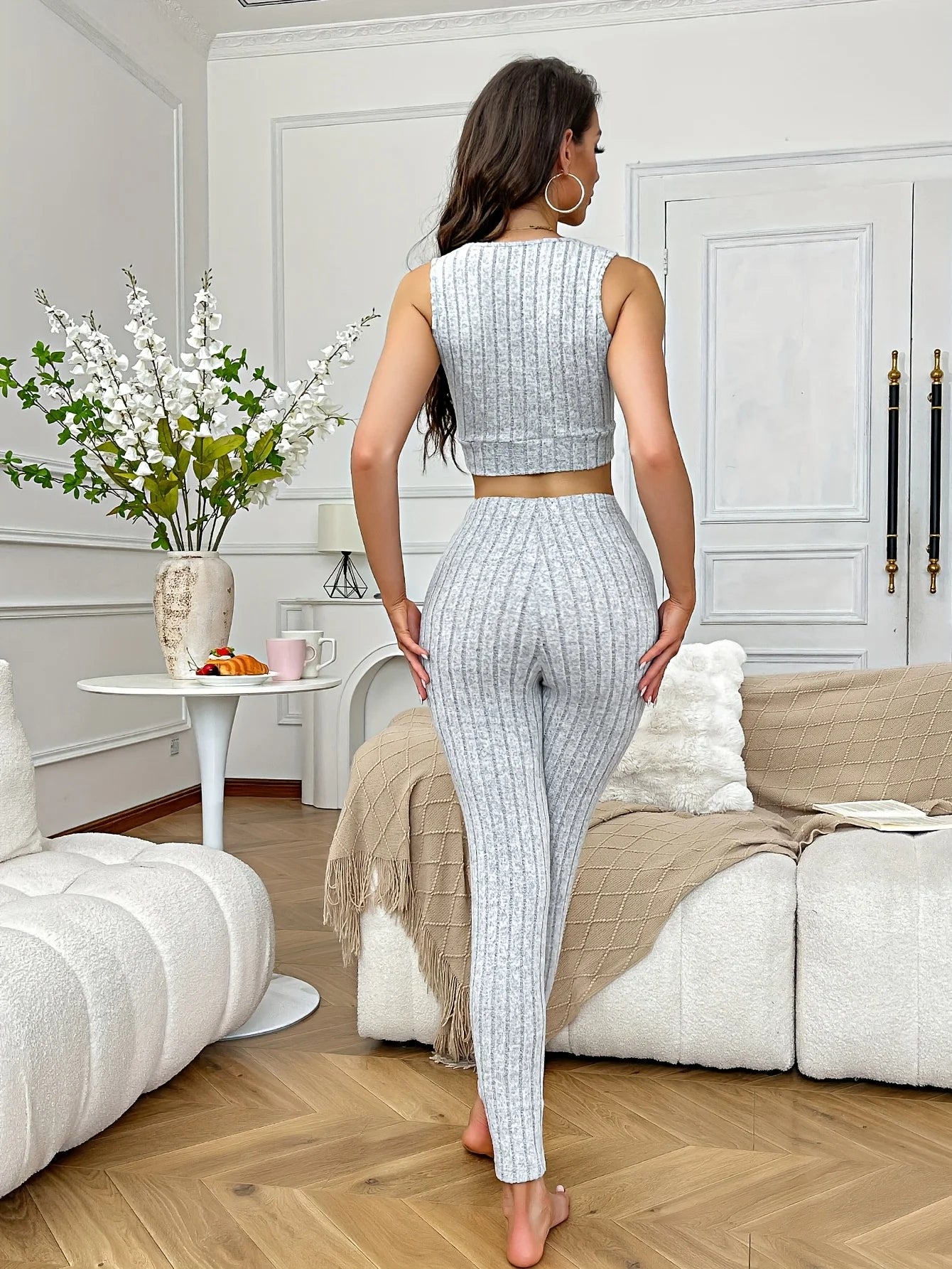 Ensemble Pyjama 2 Pièces Femme Quatre Saisons - Col V Débardeur Pantalon Loungewear