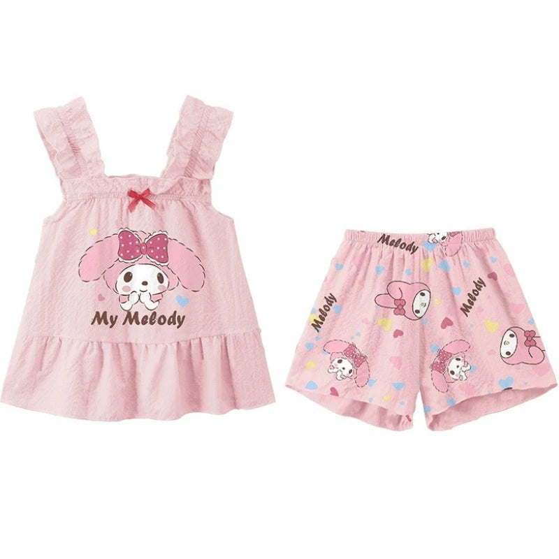 Ensemble Pyjama Enfant Kuromi Cinnamoroll - Set Cartoon Manches Courtes Été