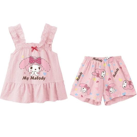 Ensemble Pyjama Enfant Kuromi Cinnamoroll - Set Cartoon Manches Courtes Été