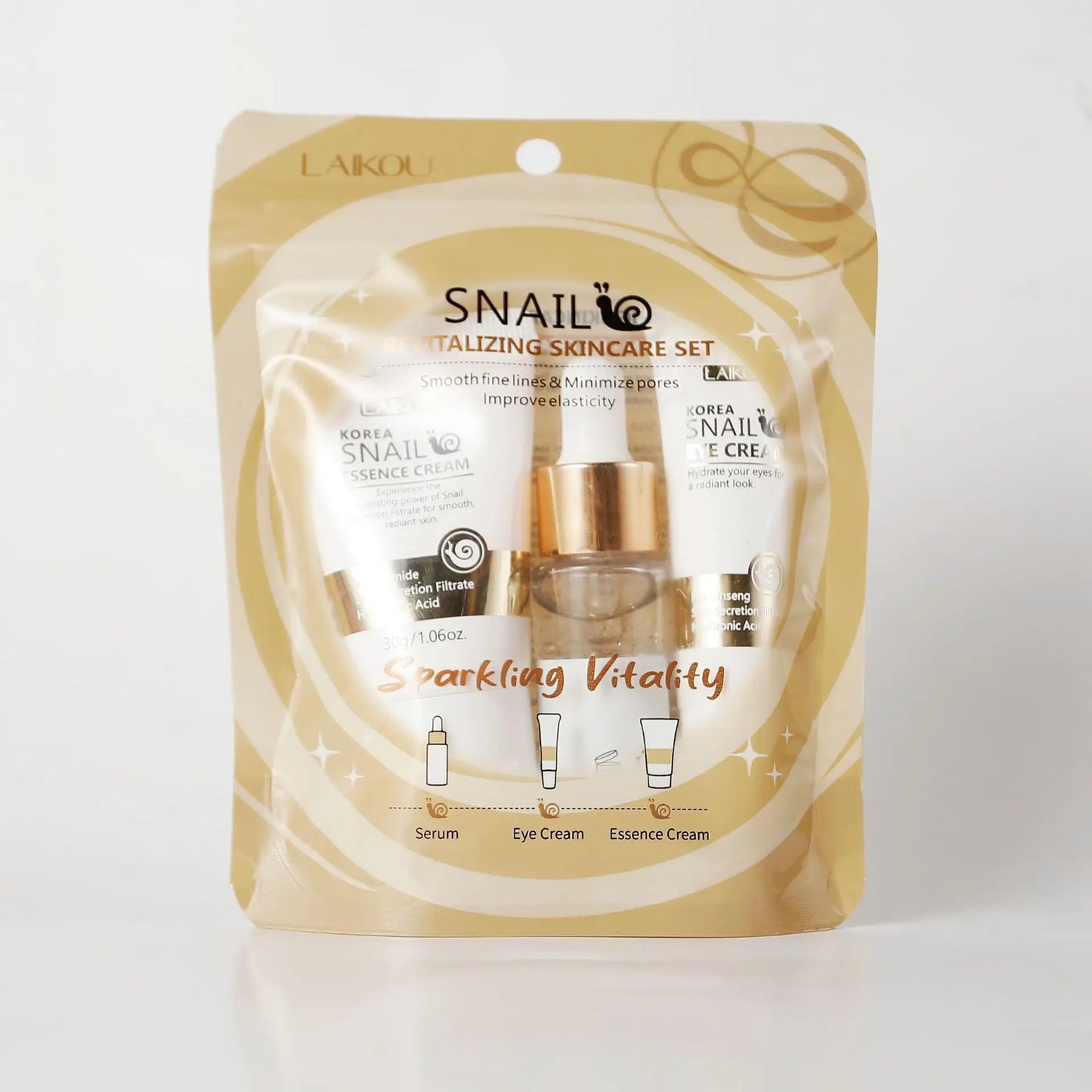 Set Luxe Sérum Or 24K Bave d'Escargot - Crème Yeux Essence Réparation Hydratant Anti-Rides Pores Lissant Soin Visage