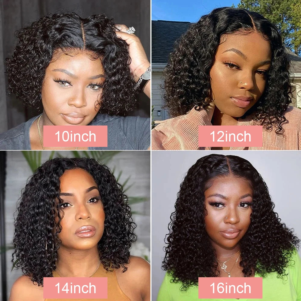 Perruque Bob Water Wave Glueless 13x6 7x5 Pré-Découpée - Cheveux Naturels Lace Frontal Sans Colle Pré-Plumée