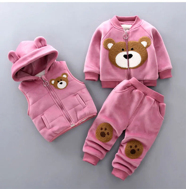 Ensemble 3 Pièces Bébé Hiver - Sweat + Pantalon + Gilet à Capuche - Vêtements Chauds Automne