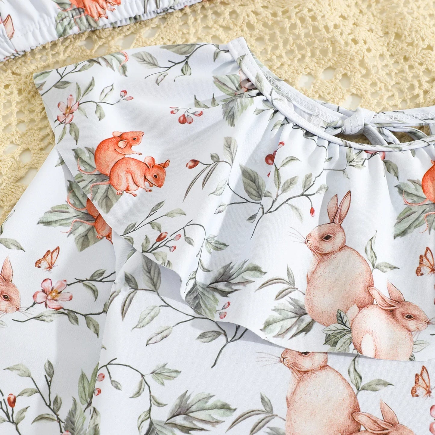 Maillot de Bain Bébé Fille Une Pièce Lapin - Manches Longues Anti-UV