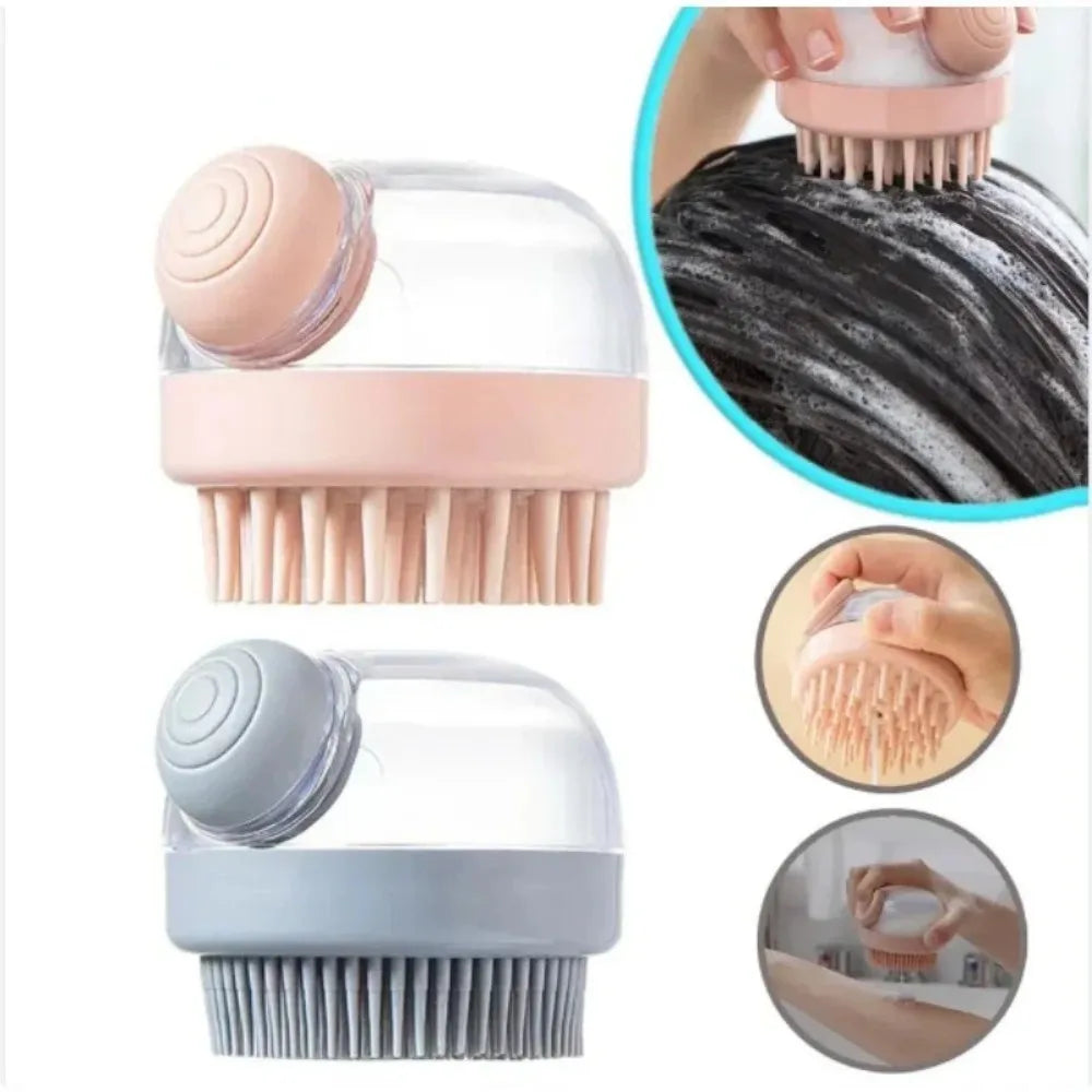 Brosse Shampoing Massage Cuir Chevelu - Distributeur Liquide Multifonction Bain Animaux Corps