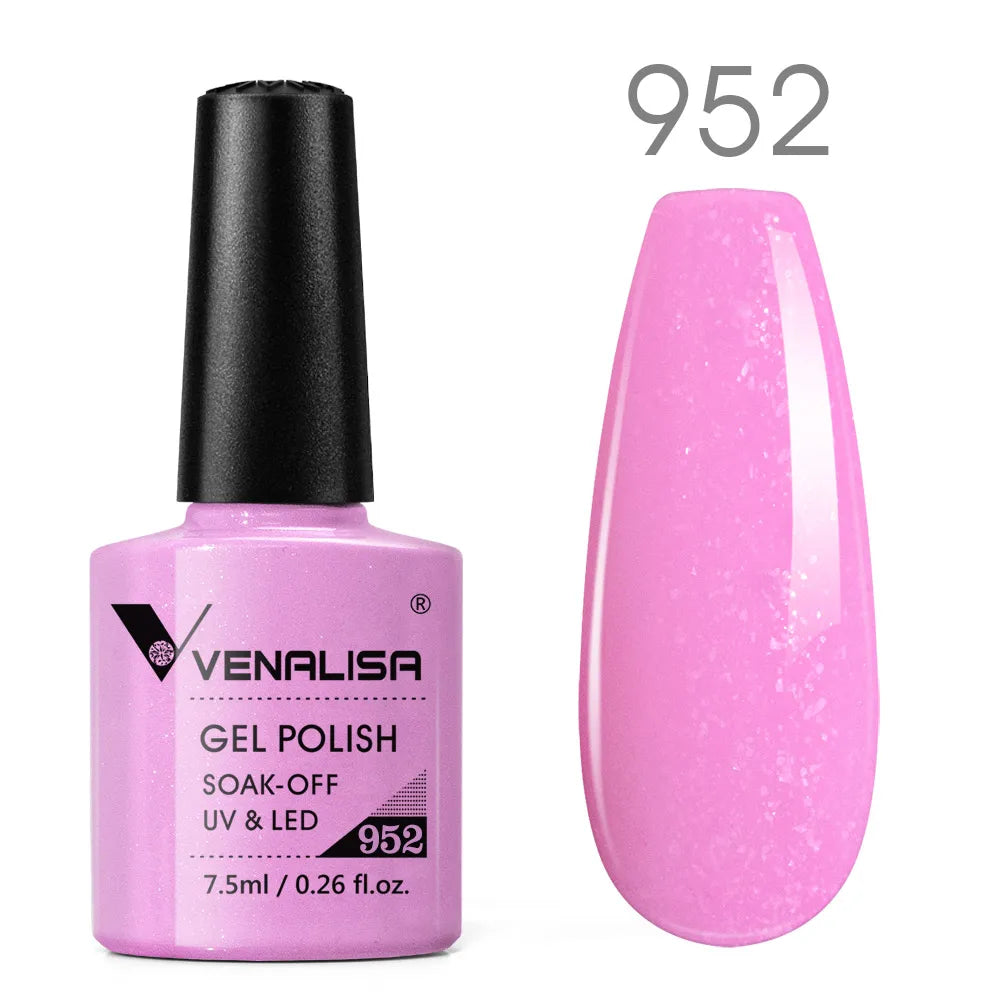 Vernis Gel Ongles Paillettes Réfléchissantes VENALISA - Néon Couverture Complète UV Manucure Nail Art