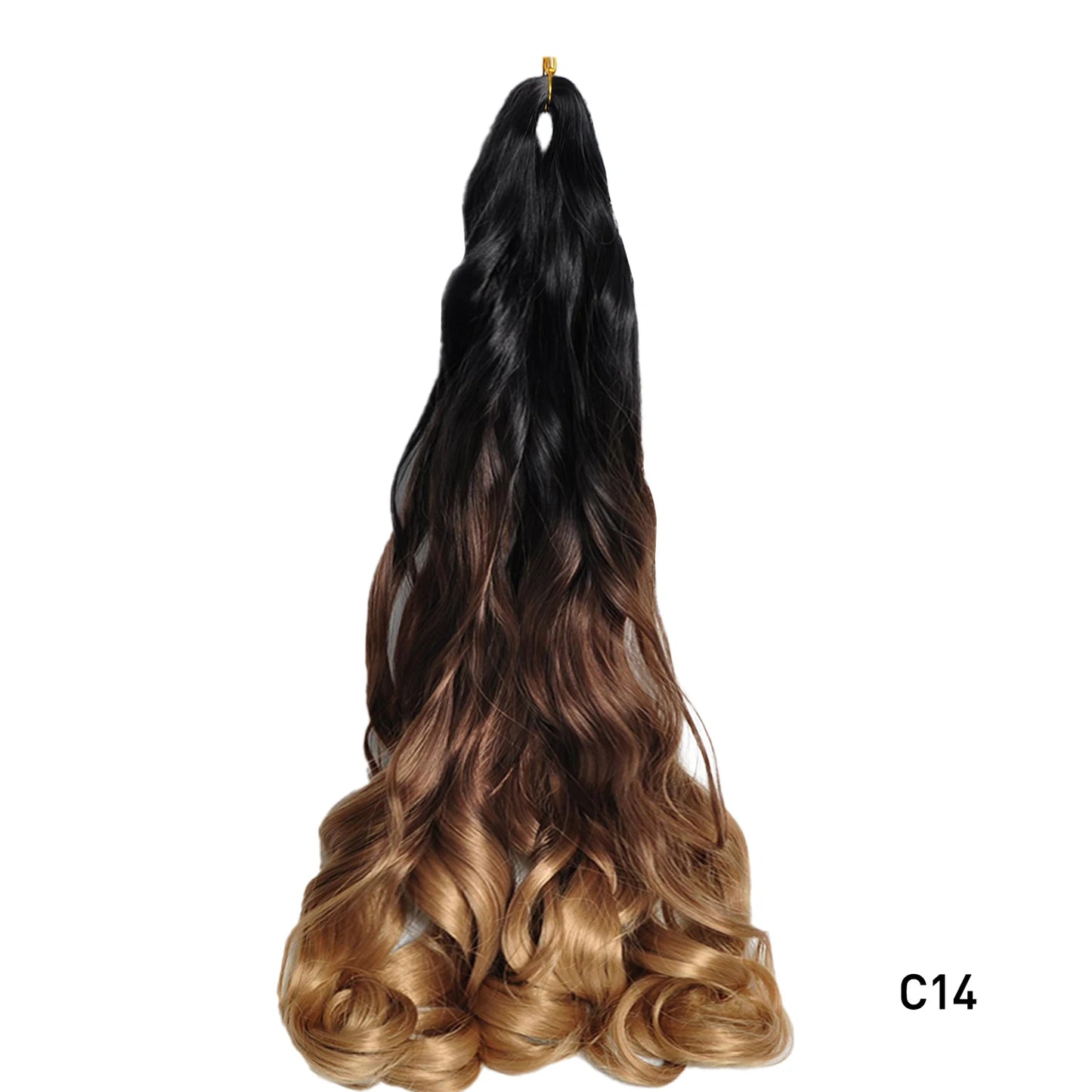 Extension Tresses French Curls Pré-Étirées - Mèches Synthétiques Loose Wave Spiral Curl Haute Température Ombré
