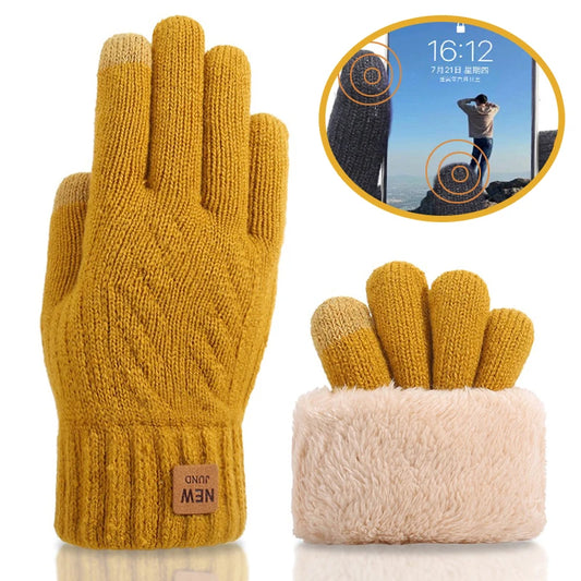 Gants Tactiles Thermiques Femme Tricotés - Doublés Polaire Chauds Hiver Outdoor