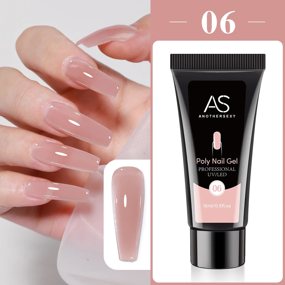 Gel Extension Ongles 15ml Poly Gel Acrylique UV LED Construction Rapide Modèle Cristal Sans Douleur Vernis Colle