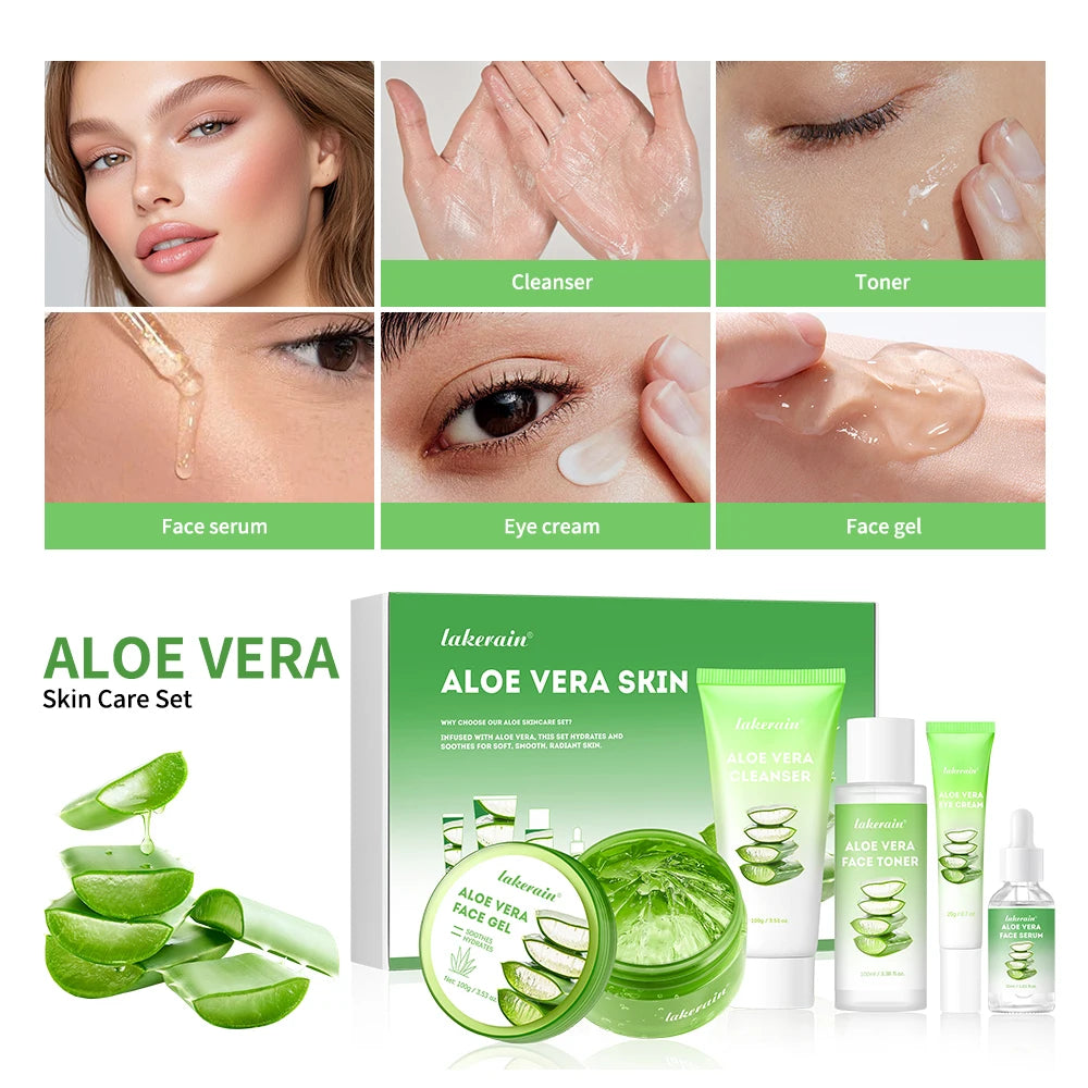Coffret Soin Visage Aloe Vera Multi-Soins - Hydratation Profonde Nourrissant Éclaircissant Illuminateur Peau Douce