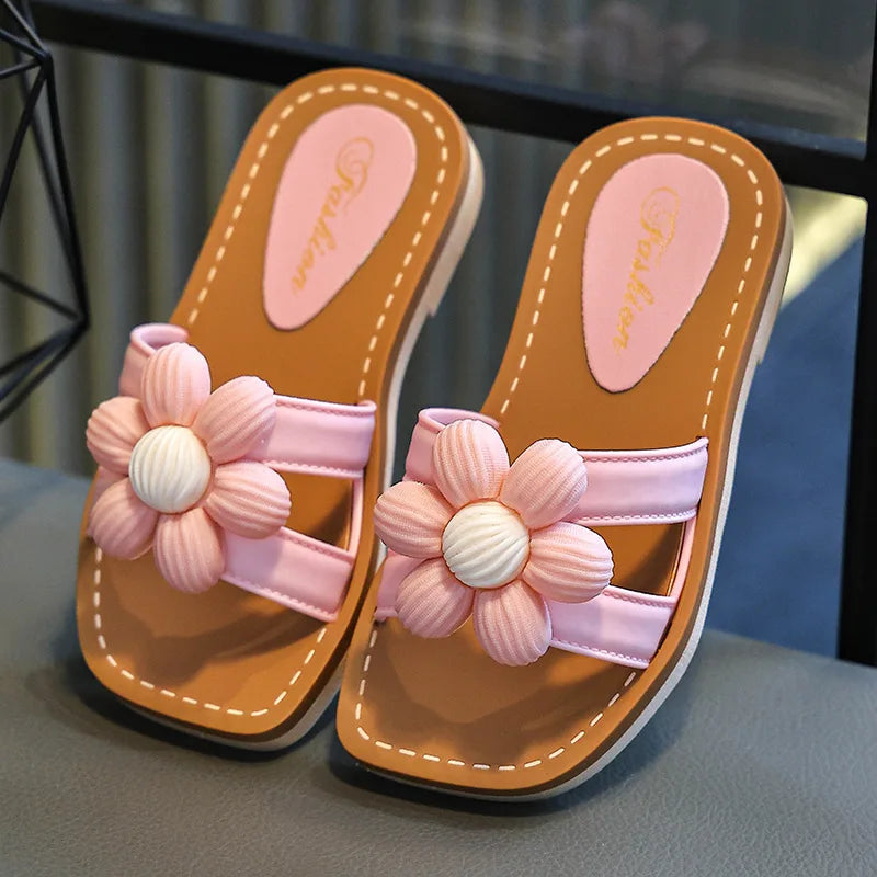 Chaussons Enfant Été Cartoon Plage - Sandales Bébé Fille Semelle Souple Antidérapante Floral