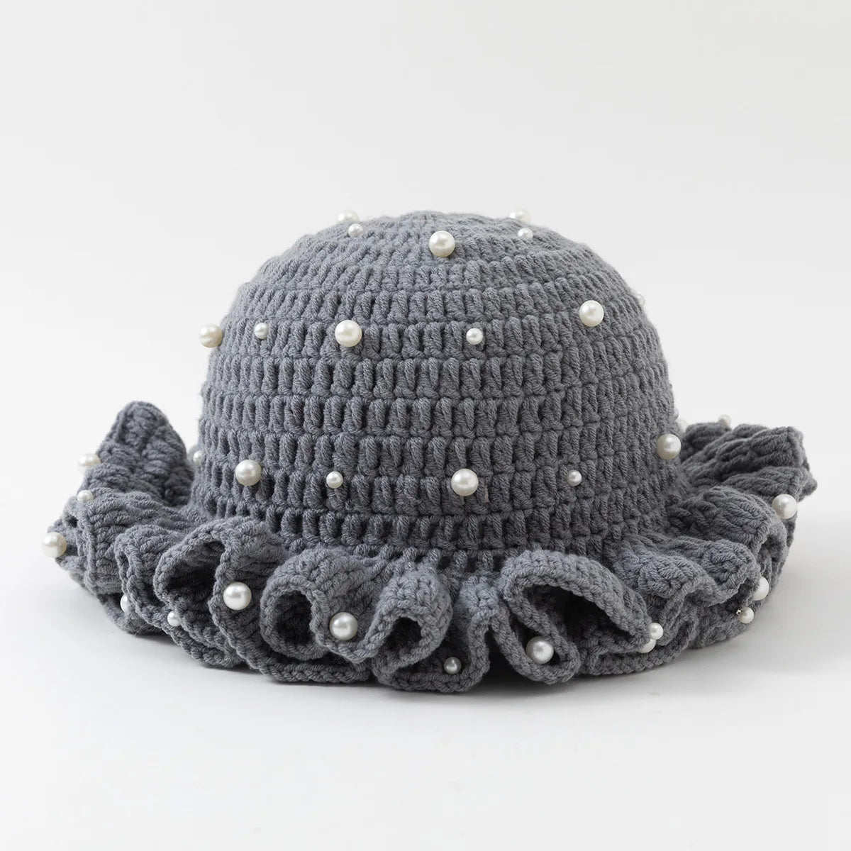 Chapeau Bob Crochet Fait Main Femme - Bonnet Pêcheur à Volants Bordure Plissée pour Automne Hiver