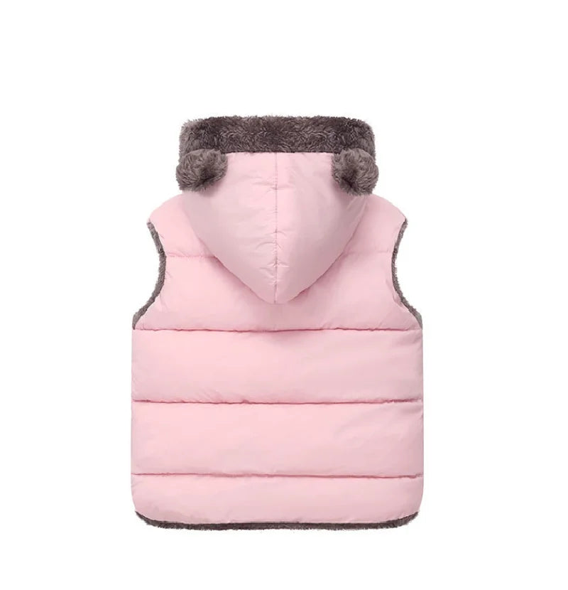 Gilet sans manches enfant hiver - Capuche doublé velours chaud