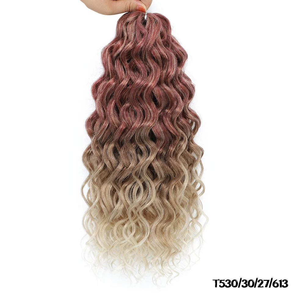 Extension Tresses Hawaii Curly Ocean Wave - Mèches Crochet Synthétiques Afro Bouclées Ombré Rose Water Wave