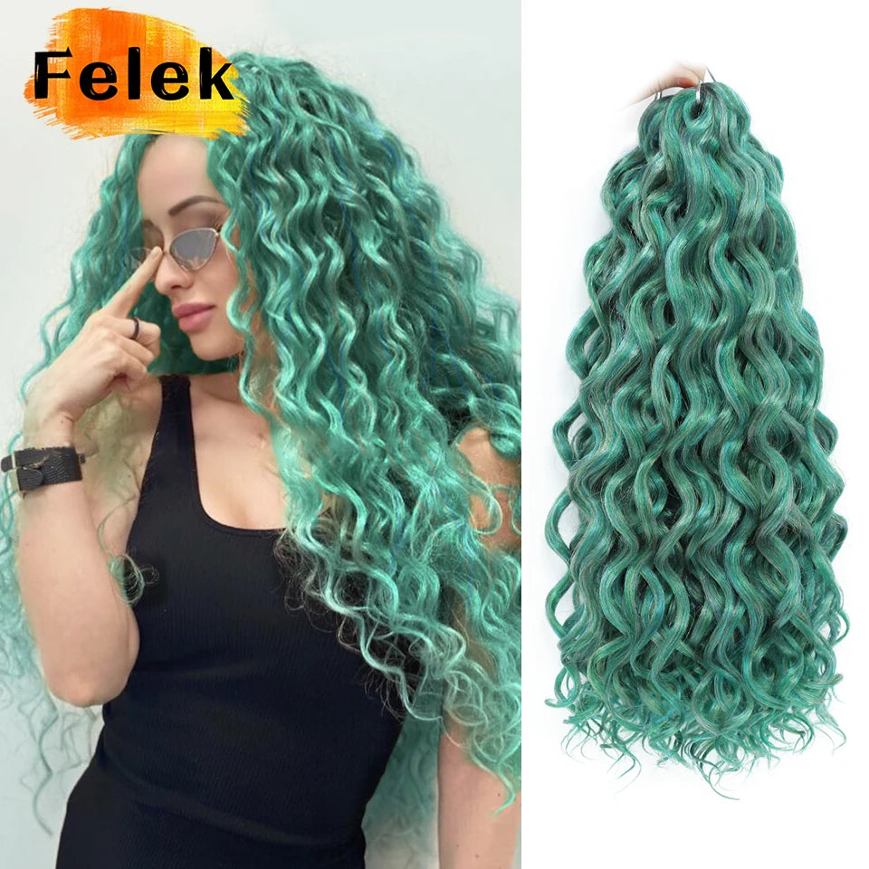 Extension Tresses Hawaii Curly Ocean Wave - Mèches Crochet Synthétiques Afro Bouclées Ombré Rose Water Wave