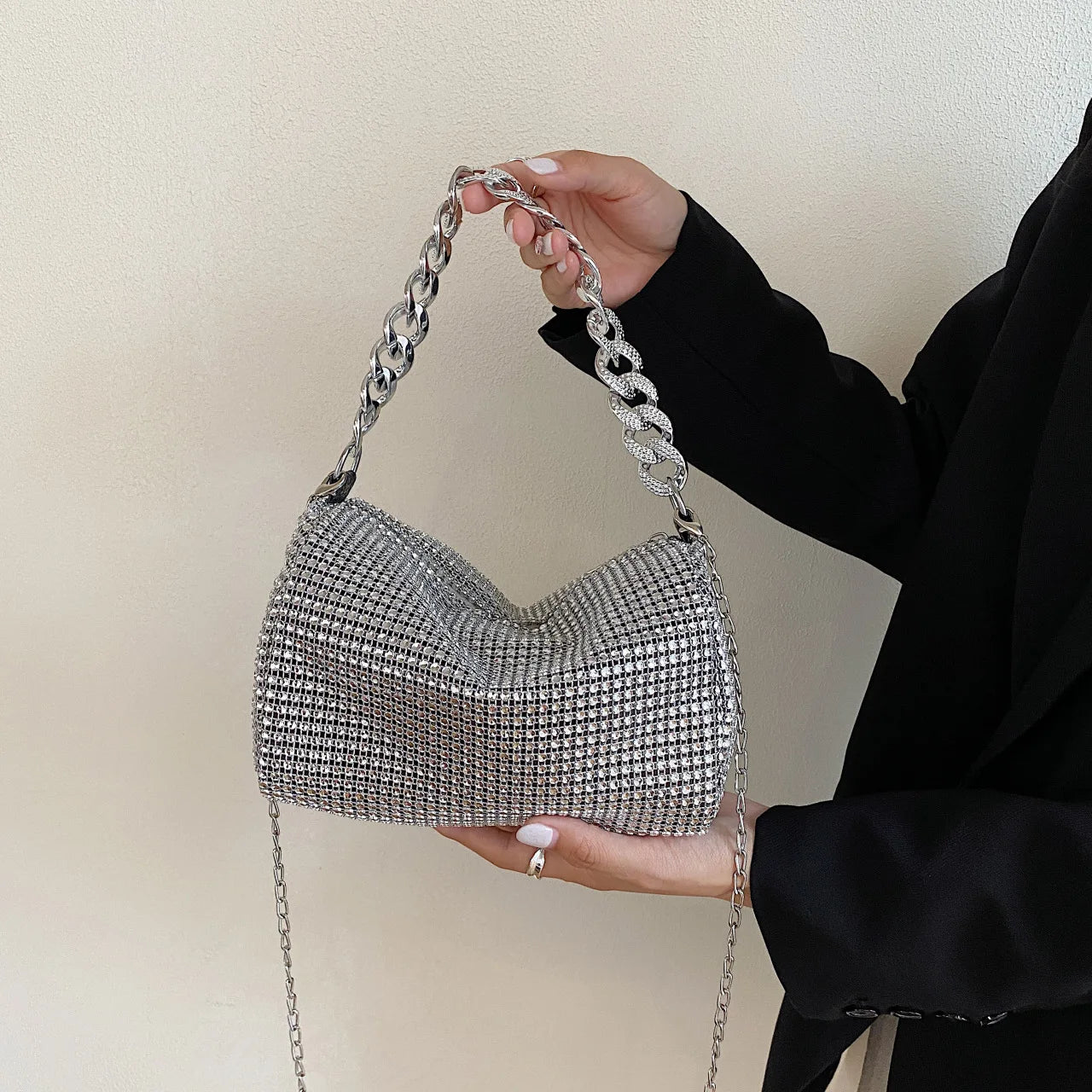 Sac Tote Femme Diamants Brillants - Pochette Bandoulière Soirée Chic Élégant