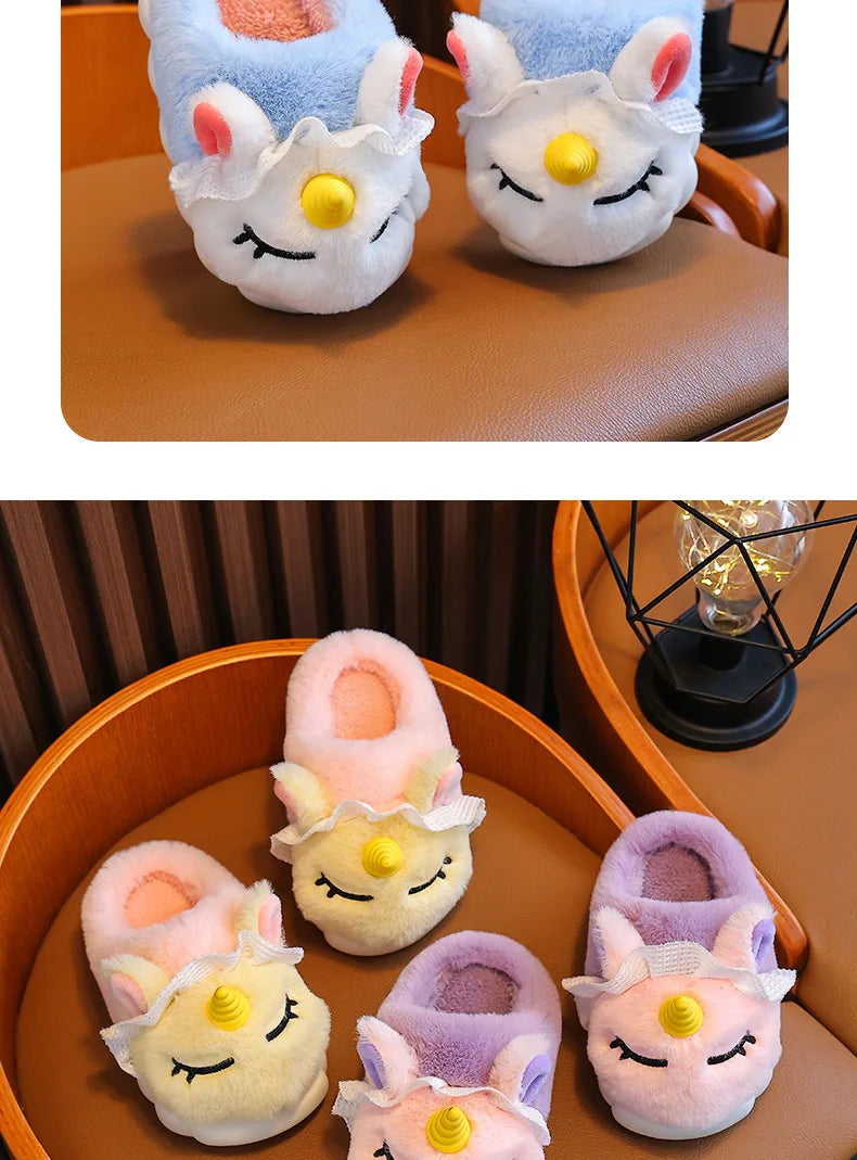 Chaussons Coton Enfants 2024 Automne Hiver - Pantoufles Chaudes Antidérapantes Garçons Filles
