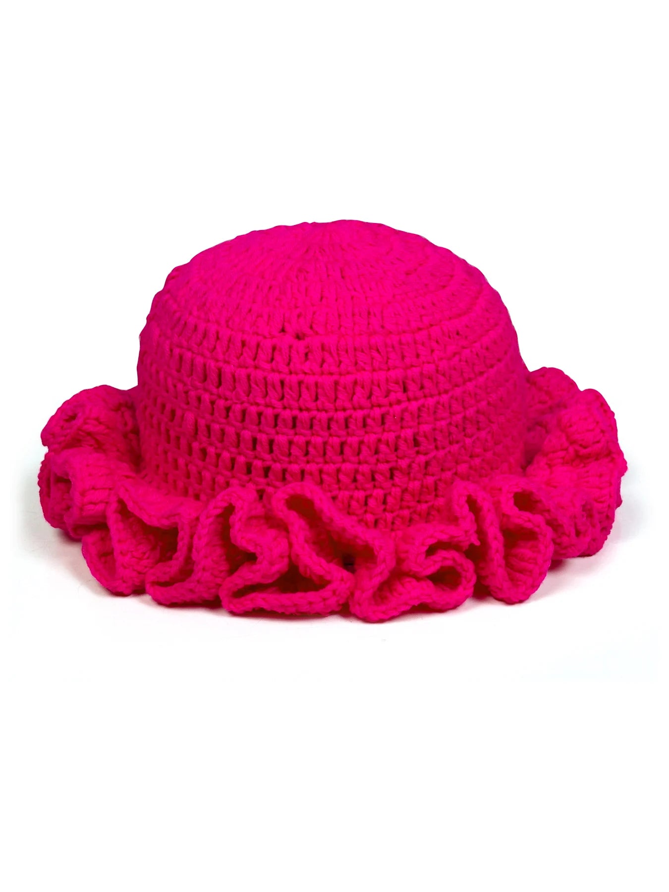 Chapeau Bob Tricoté Moelleux Femme - Bonnet Crochet Ajouré avec Volants Style Pêcheur pour Automne Hiver