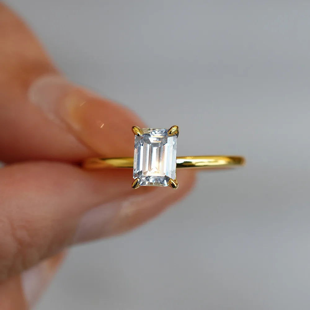 Bague Moissanite 1 Carat Argent 925 Plaqué Or 18K - Femme GRA