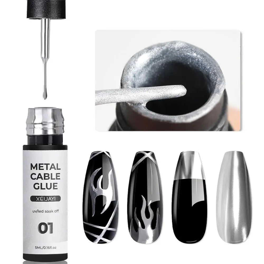 Gel Liner Métallique Miroir 5/7/8ml - Peinture Nail Art Super Brillant Argenté Or Rose Semi-Permanent UV