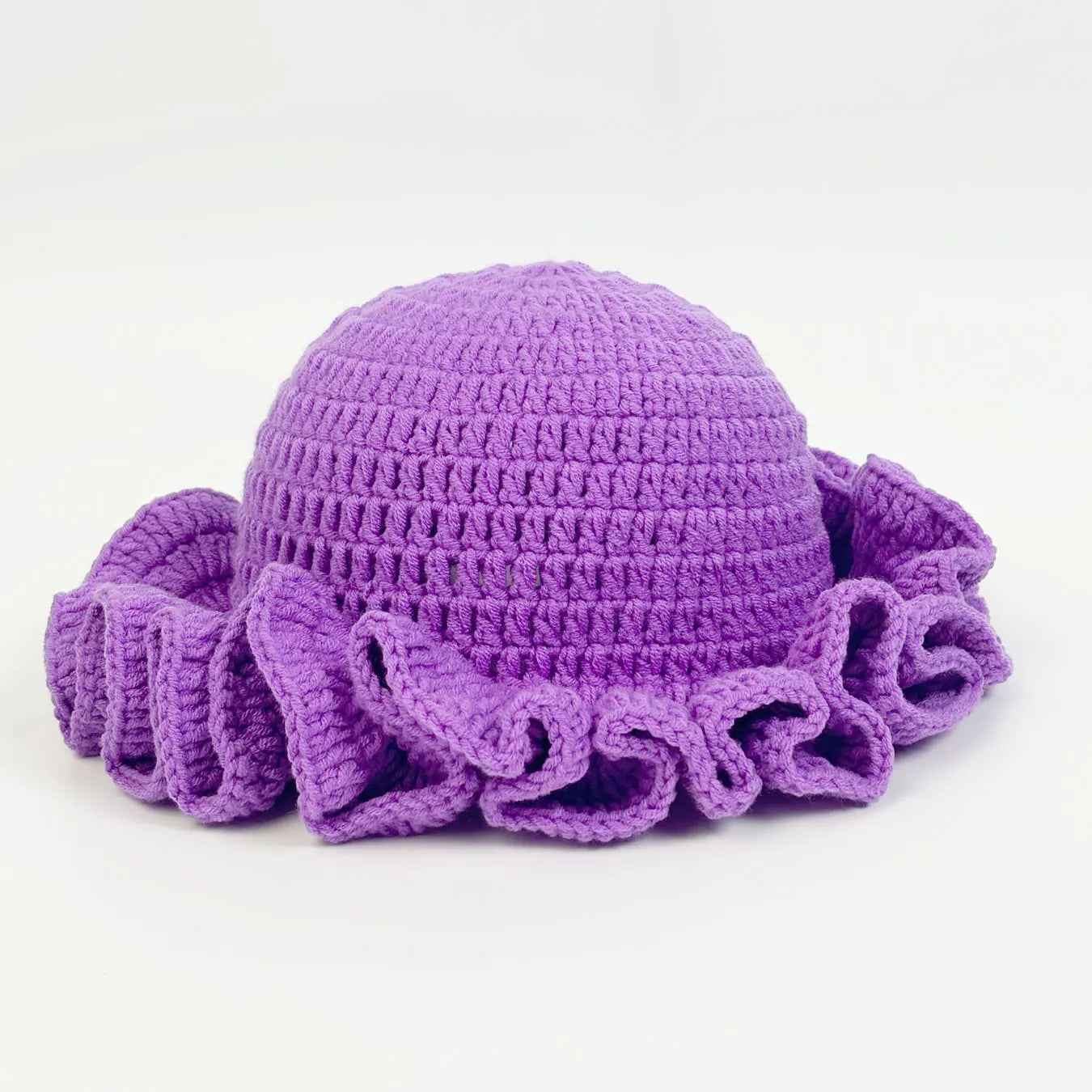 Chapeau Bob Tricoté Moelleux Femme - Bonnet Crochet Ajouré avec Volants Style Pêcheur pour Automne Hiver