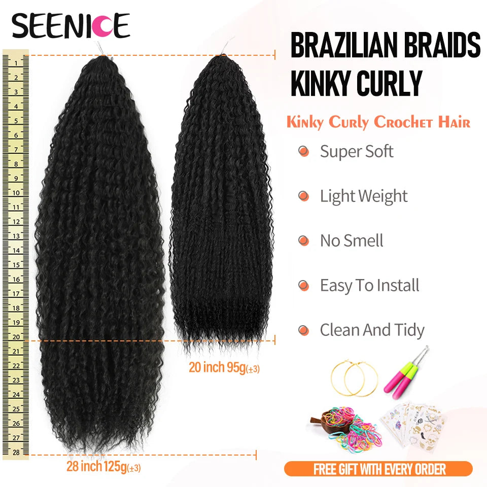 Extension Crochet Brazilian Braids Afro Curls - Mèches Tresses Synthétiques Kinky Curly Africaines Ombré Rose pour Femmes