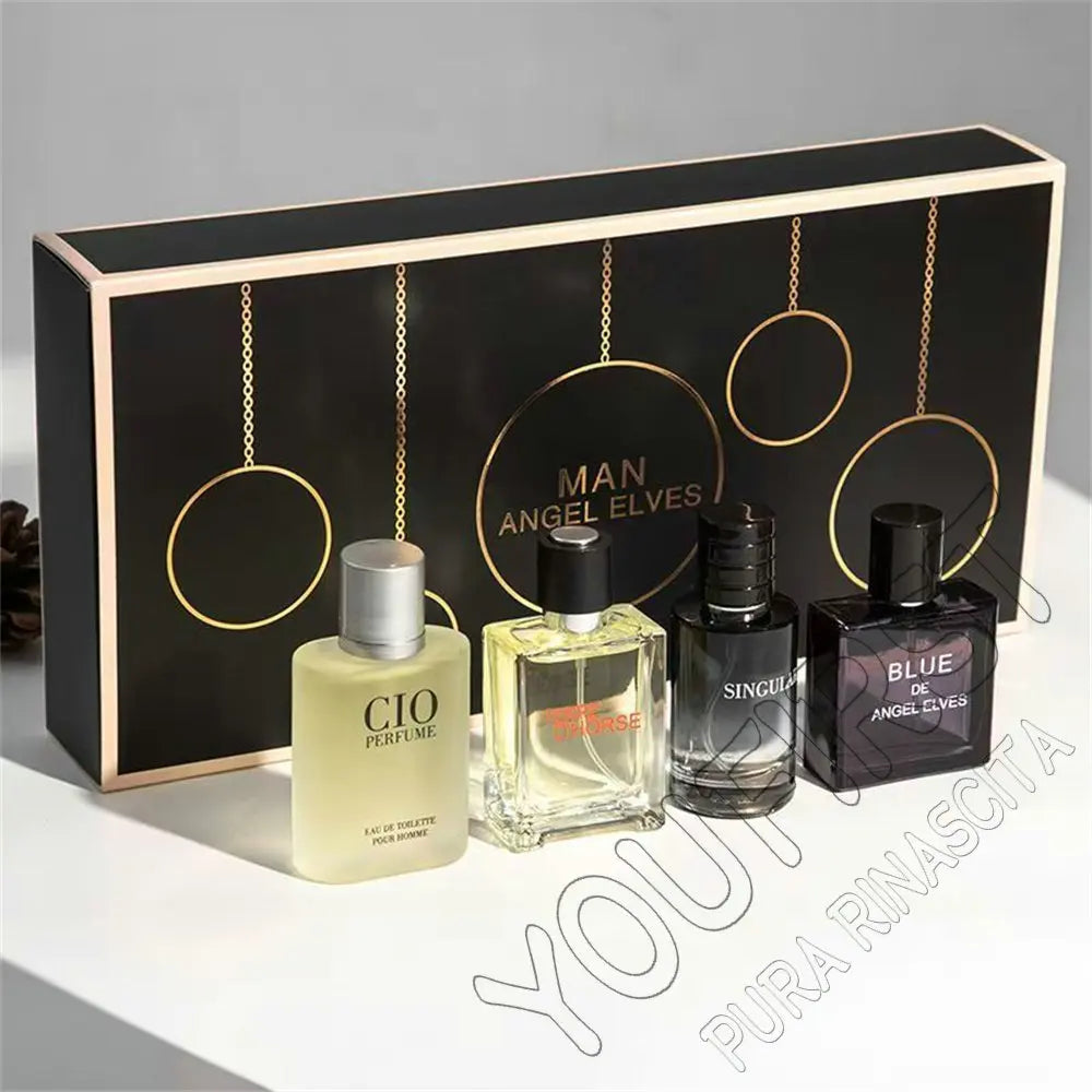 Coffret Parfum Homme Luxe 4x120ml - Eau de Cologne Florale Végétale Masculin Cadeau Élégant
