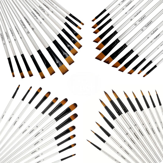 Set 12 Pinceaux Peinture Acrylique Professionnel Artiste Aquarelle Huile Visage Corps Nail Art Craft