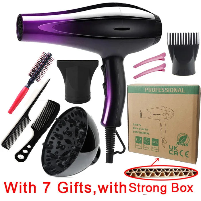 Sèche-Cheveux Ionique Haute Puissance - Séchage Rapide Chaud/Froid 9 Vitesses Professionnel Accessoires Maison
