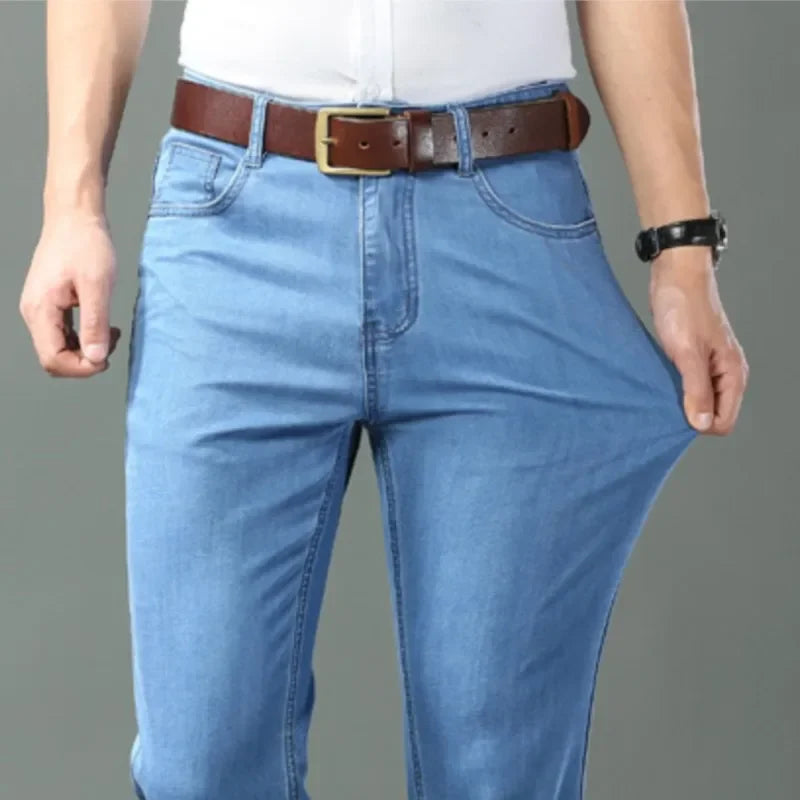 Jean Denim Léger Homme - Bleu Stretch Coton Printemps Été